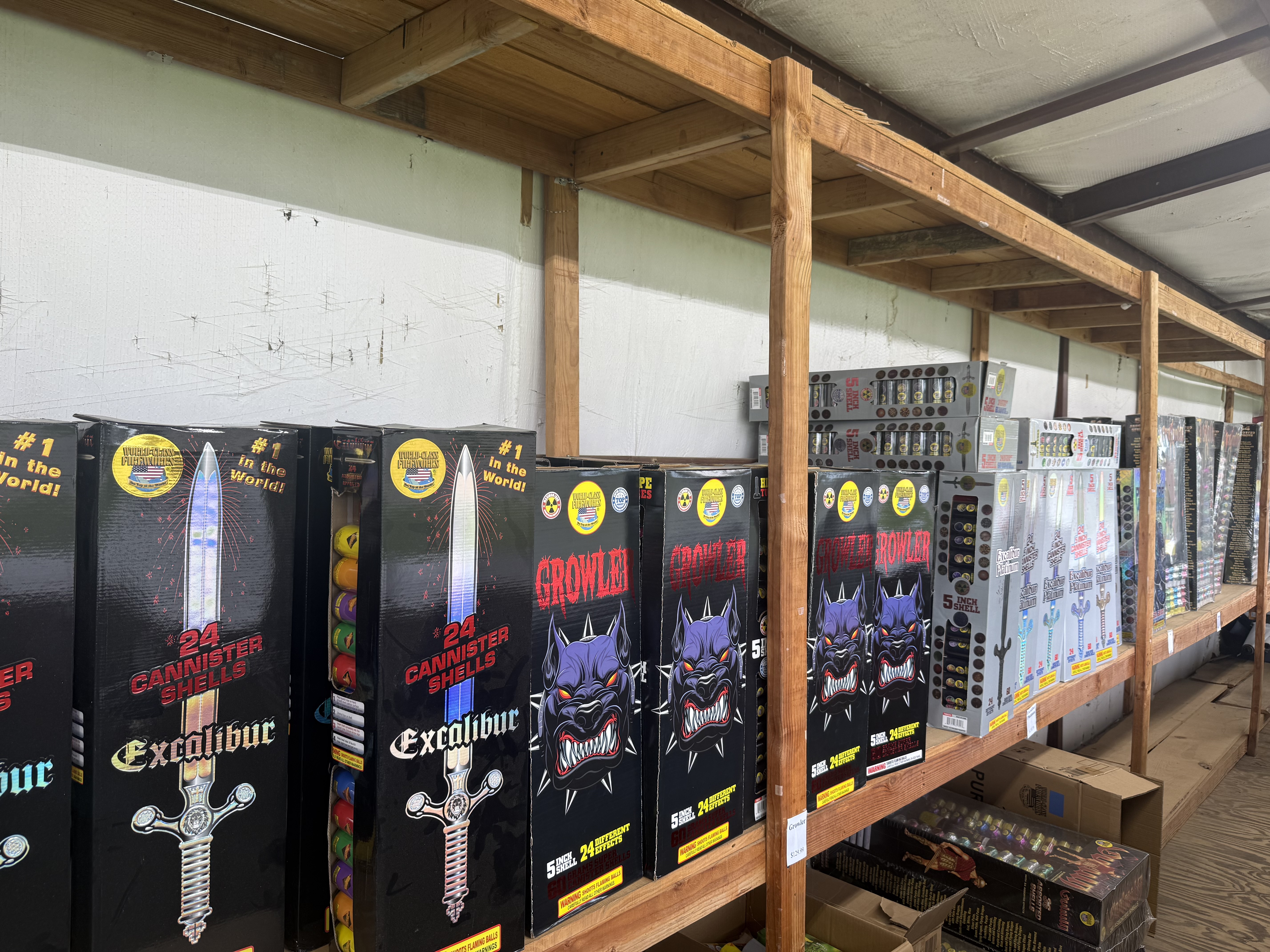 Cannister shells and novelty fireworks at Pappy's